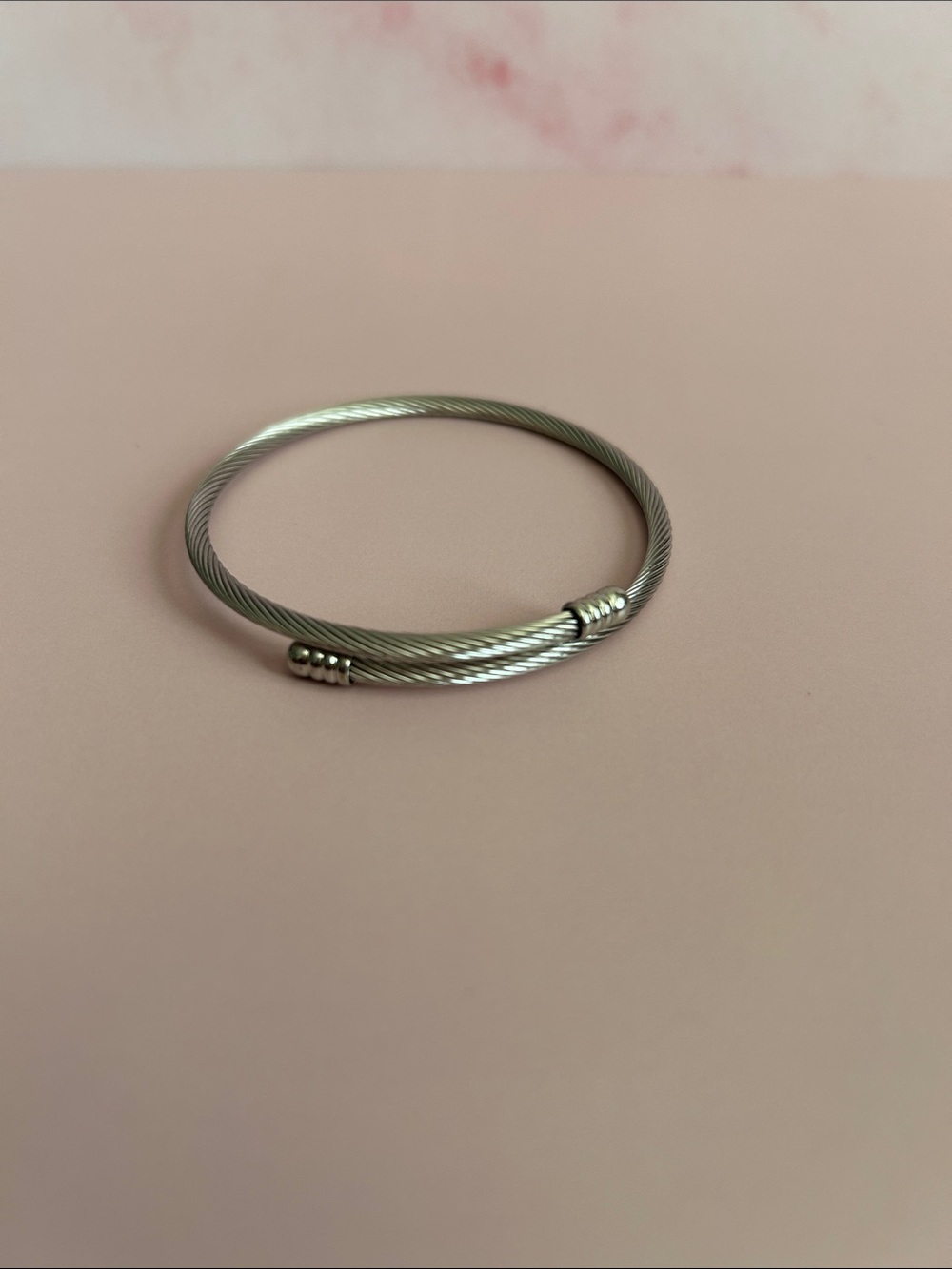 Silver Plated Stainless Steel Expandable Bangle Bracelet